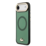 Apple iPhone 17 Air Kılıf Lacoste Orjinal Lisanslı M-safe Şarj Özellikli Gold Timsah Logolu Buzlu Kapak