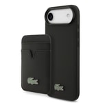 Apple iPhone 17 Air Kılıf Lacoste Orjinal Lisanslı M-safe Şarj Özellikli PU Pike Desenli Metal Logolu Kartlıklı Kapak