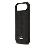 Apple iPhone 17 Air Kılıf Lacoste Orjinal Lisanslı M-safe Şarj Özellikli PU Deri Tasarımlı Karışık Monogram Desenli Kapak