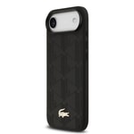 Apple iPhone 17 Air Kılıf Lacoste Orjinal Lisanslı M-safe Şarj Özellikli PU Deri Tasarımlı Karışık Monogram Desenli Kapak