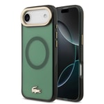 Apple iPhone 17 Air Kılıf Lacoste Orjinal Lisanslı M-safe Şarj Özellikli Gold Timsah Logolu Buzlu Kapak