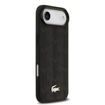 Apple iPhone 17 Air Kılıf Lacoste Orjinal Lisanslı M-safe Şarj Özellikli PU Deri Tasarımlı Karışık Monogram Desenli Kapak