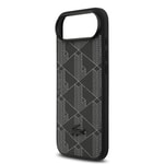 Apple iPhone 17 Air Kılıf Lacoste Orjinal Lisanslı M-safe Şarj Özellikli PU Deri Tasarımlı Kartlıklı Karışık Monogram Desenli Kapak