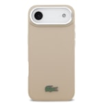 Apple iPhone 17 Air Kılıf Lacoste Orjinal Lisanslı M-safe Şarj Özellikli PU Pike Desenli Standlı Metal Logolu Kapak
