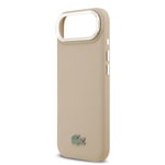 Apple iPhone 17 Air Kılıf Lacoste Orjinal Lisanslı M-safe Şarj Özellikli PU Pike Desenli Standlı Metal Logolu Kapak