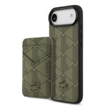 Apple iPhone 17 Air Kılıf Lacoste Orjinal Lisanslı M-safe Şarj Özellikli PU Deri Tasarımlı Kartlıklı Karışık Monogram Desenli Kapak