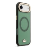 Apple iPhone 17 Air Kılıf Lacoste Orjinal Lisanslı M-safe Şarj Özellikli Gold Timsah Logolu Buzlu Kapak