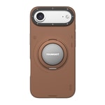 Apple iPhone 17 Air Kılıf M-safe Şarj Özellikli 360 Derece Standlı Basit Mat Deri Desenli Youngkit Tech Leather Serisi Kapak