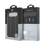 Apple iPhone 17 Air Kılıf Mercedes Benz Orjinal Lisanslı M-safe Şarj Özellikli Şeritli Yıldız Desenli Metal Logolu Deri Kapak