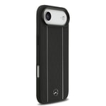Apple iPhone 17 Air Kılıf Mercedes Benz Orjinal Lisanslı M-safe Şarj Özellikli Şeritli Yıldız Desenli Metal Logolu Deri Kapak