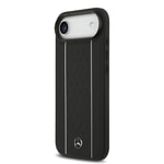Apple iPhone 17 Air Kılıf Mercedes Benz Orjinal Lisanslı M-safe Şarj Özellikli Şeritli Yıldız Desenli Metal Logolu Deri Kapak