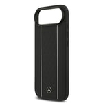 Apple iPhone 17 Air Kılıf Mercedes Benz Orjinal Lisanslı M-safe Şarj Özellikli Şeritli Yıldız Desenli Metal Logolu Deri Kapak