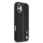 Apple iPhone 17 Kılıf BMW Orjinal Lisanslı M-safe Şarj Özellikli Deri Arka Yüzey Metal Logolu Delikli Şerit Tasarımlı Kapak