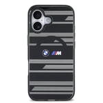 Apple iPhone 17 Kılıf BMW Orjinal Lisanslı M-safe Şarj Özellikli Metal Kamera Butonlu Yatay Şeritli M Dizayn Kapak