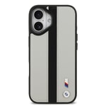 Apple iPhone 17 Kılıf BMW Orjinal Lisanslı M-safe Şarj Özellikli Deri Arka Yüzey Metal Logolu Delikli Şerit Tasarımlı Kapak