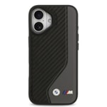 Apple iPhone 17 Kılıf BMW Orjinal Lisanslı M-safe Şarj Özellikli Metal BMW ve M Logolu PU Karbon Tasarımlı Kapak