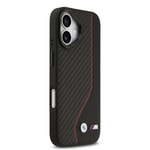 Apple iPhone 17 Kılıf BMW Orjinal Lisanslı M-safe Şarj Özellikli Metal BMW ve M Logolu PU Karbon Tasarımlı Kapak