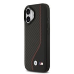 Apple iPhone 17 Kılıf BMW Orjinal Lisanslı M-safe Şarj Özellikli Metal BMW ve M Logolu PU Karbon Tasarımlı Kapak