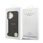 Apple iPhone 17 Kılıf Guess Orjinal Lisanslı M-safe Şarj Özellikli Sıcak Baskılı Yazı Logolu PU Deri Peony Kapak