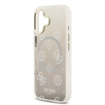 Apple iPhone 17 Kılıf Guess Orjinal Lisanslı M-safe Şarj Özellikli Simli Peony Desenli Silikon Kapak