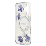 Apple iPhone 17 Kılıf Guess Orjinal Lisanslı M-safe Şarj Özellikli Transparan Resin Flowers Kapak