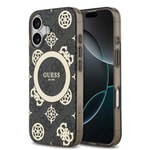 Apple iPhone 17 Kılıf Guess Orjinal Lisanslı M-safe Şarj Özellikli IML Peony ve 4G Desenli Klasik Logolu Kapak