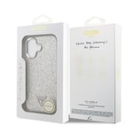 Apple iPhone 17 Kılıf Guess Orjinal Lisanslı M-safe Şarj Özellikli Metal Kamera Çerçeveli Üçgen Logolu Glitter Kapak