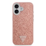Apple iPhone 17 Kılıf Guess Orjinal Lisanslı M-safe Şarj Özellikli Metal Kamera Çerçeveli Üçgen Logolu Glitter Kapak
