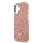 Apple iPhone 17 Kılıf Guess Orjinal Lisanslı M-safe Şarj Özellikli Metal Kamera Çerçeveli Üçgen Logolu Glitter Kapak