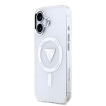 Apple iPhone 17 Kılıf Guess Orjinal Lisanslı M-safe Şarj Özellikli IML Baskılı Üçgen Logolu Metal Kamera Çerçeveli Kapak