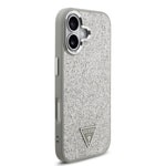 Apple iPhone 17 Kılıf Guess Orjinal Lisanslı M-safe Şarj Özellikli Metal Kamera Çerçeveli Üçgen Logolu Glitter Kapak