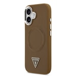 Apple iPhone 17 Kılıf Guess Orjinal Lisanslı M-safe Şarj Özellikli PU Deri Metal Kamera Çerçeveli Üçgen Logolu Kapak