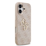 Apple iPhone 17 Kılıf Guess Orjinal Lisanslı Gold Metal Kamera Çerçeveli 4G Desenli Metal Büyük 4G ve Yazı Logolu Kapak