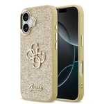 Apple iPhone 17 Kılıf Guess Orjinal Lisanslı 4G Büyük Metal Kamera Çerçeveli ve Logolu Glitter Kapak