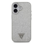 Apple iPhone 17 Kılıf Guess Orjinal Lisanslı M-safe Şarj Özellikli Metal Kamera Çerçeveli Üçgen Logolu Glitter Kapak