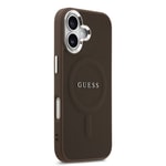 Apple iPhone 17 Kılıf Guess Orjinal Lisanslı M-safe Şarj Özellikli Simli Peony Desenli Silikon Kapak