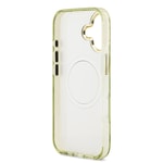 Apple iPhone 17 Kılıf Guess Orjinal Lisanslı M-safe Şarj Özellikli Simli Çiçek Desenli Metal Kamera Çerçeveli Üçgen Logolu Kapak
