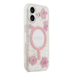 Apple iPhone 17 Kılıf Guess Orjinal Lisanslı M-safe Şarj Özellikli Transparan Resin Flowers Kapak
