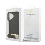 Apple iPhone 17 Kılıf Guess Orjinal Lisanslı M-safe Şarj Özellikli 4G Desenli PU Metal Plaka Klasik Logolu Kapak
