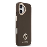 Apple iPhone 17 Kılıf Guess Orjinal Lisanslı M-safe Şarj Özellikli Grained Yazı ve Taşlı 4G Logolu Kapak