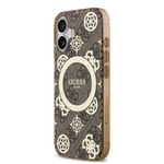 Apple iPhone 17 Kılıf Guess Orjinal Lisanslı M-safe Şarj Özellikli IML Peony ve 4G Desenli Klasik Logolu Kapak