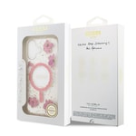 Apple iPhone 17 Kılıf Guess Orjinal Lisanslı M-safe Şarj Özellikli Transparan Resin Flowers Kapak