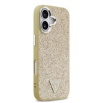 Apple iPhone 17 Kılıf Guess Orjinal Lisanslı M-safe Şarj Özellikli Metal Kamera Çerçeveli Üçgen Logolu Glitter Kapak