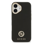 Apple iPhone 17 Kılıf Guess Orjinal Lisanslı M-safe Şarj Özellikli Grained Yazı ve Taşlı 4G Logolu Kapak