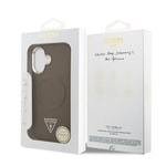 Apple iPhone 17 Kılıf Guess Orjinal Lisanslı M-safe Şarj Özellikli PU Deri Metal Kamera Çerçeveli Üçgen Logolu Kapak