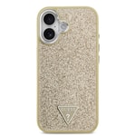 Apple iPhone 17 Kılıf Guess Orjinal Lisanslı M-safe Şarj Özellikli Metal Kamera Çerçeveli Üçgen Logolu Glitter Kapak