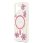 Apple iPhone 17 Kılıf Guess Orjinal Lisanslı M-safe Şarj Özellikli Transparan Resin Flowers Kapak