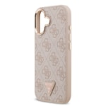 Apple iPhone 17 Kılıf Guess Orjinal Lisanslı M-safe Şarj Özellikli Gold Metal Kamera Çerçeveli Taşlı Üçgen Logo 4G Desenli Kapak
