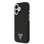 Apple iPhone 17 Kılıf Guess Orjinal Lisanslı M-safe Şarj Özellikli Metal Kamera Çerçeveli Üçgen Logolu Glitter Kapak