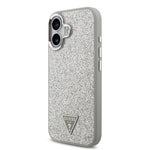 Apple iPhone 17 Kılıf Guess Orjinal Lisanslı M-safe Şarj Özellikli Metal Kamera Çerçeveli Üçgen Logolu Glitter Kapak